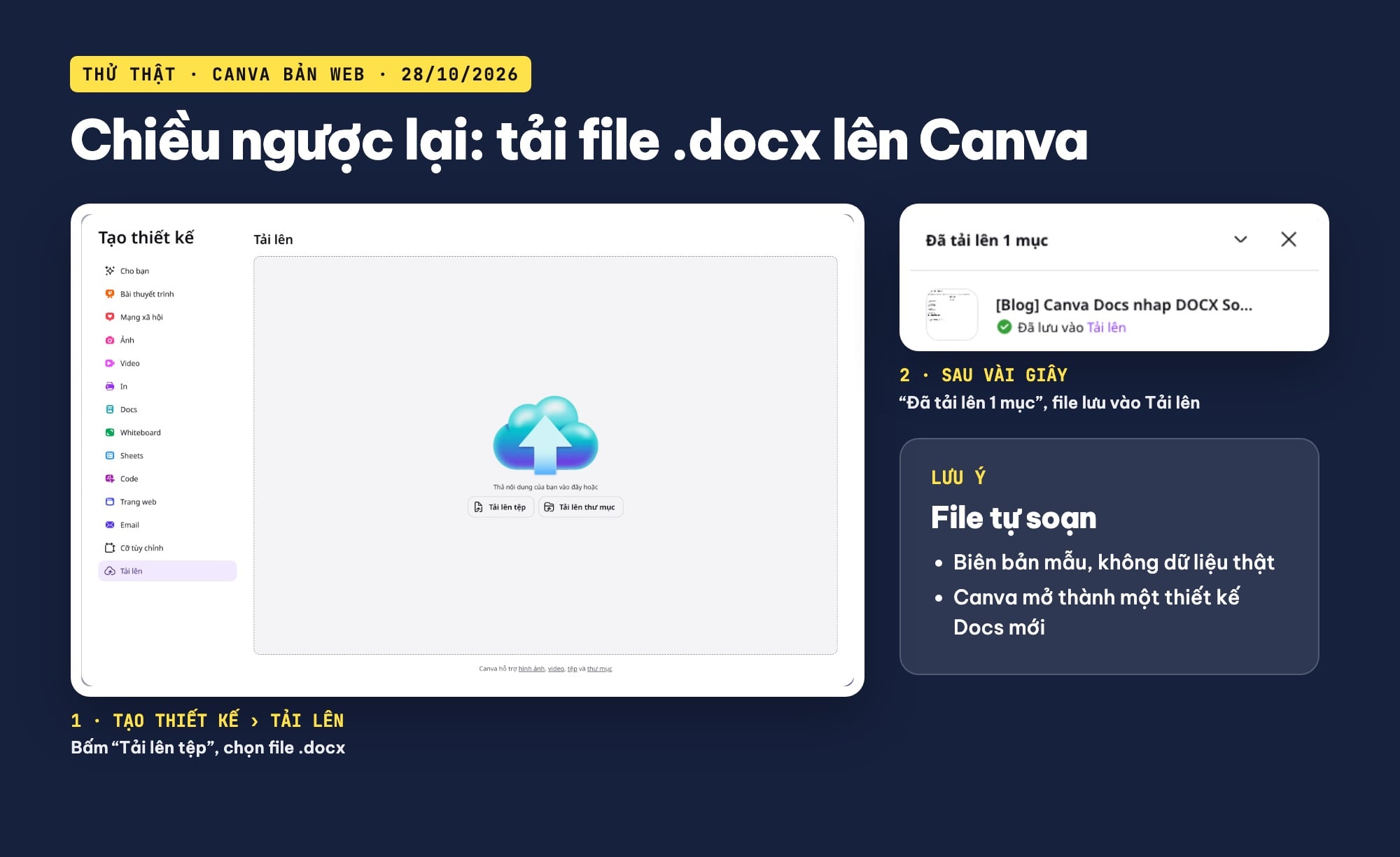 Tải file Word lên Canva
