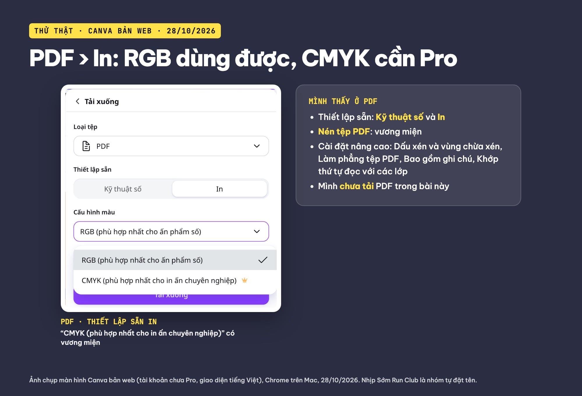 Tuỳ chọn PDF In khi xuất file in áo từ Canva