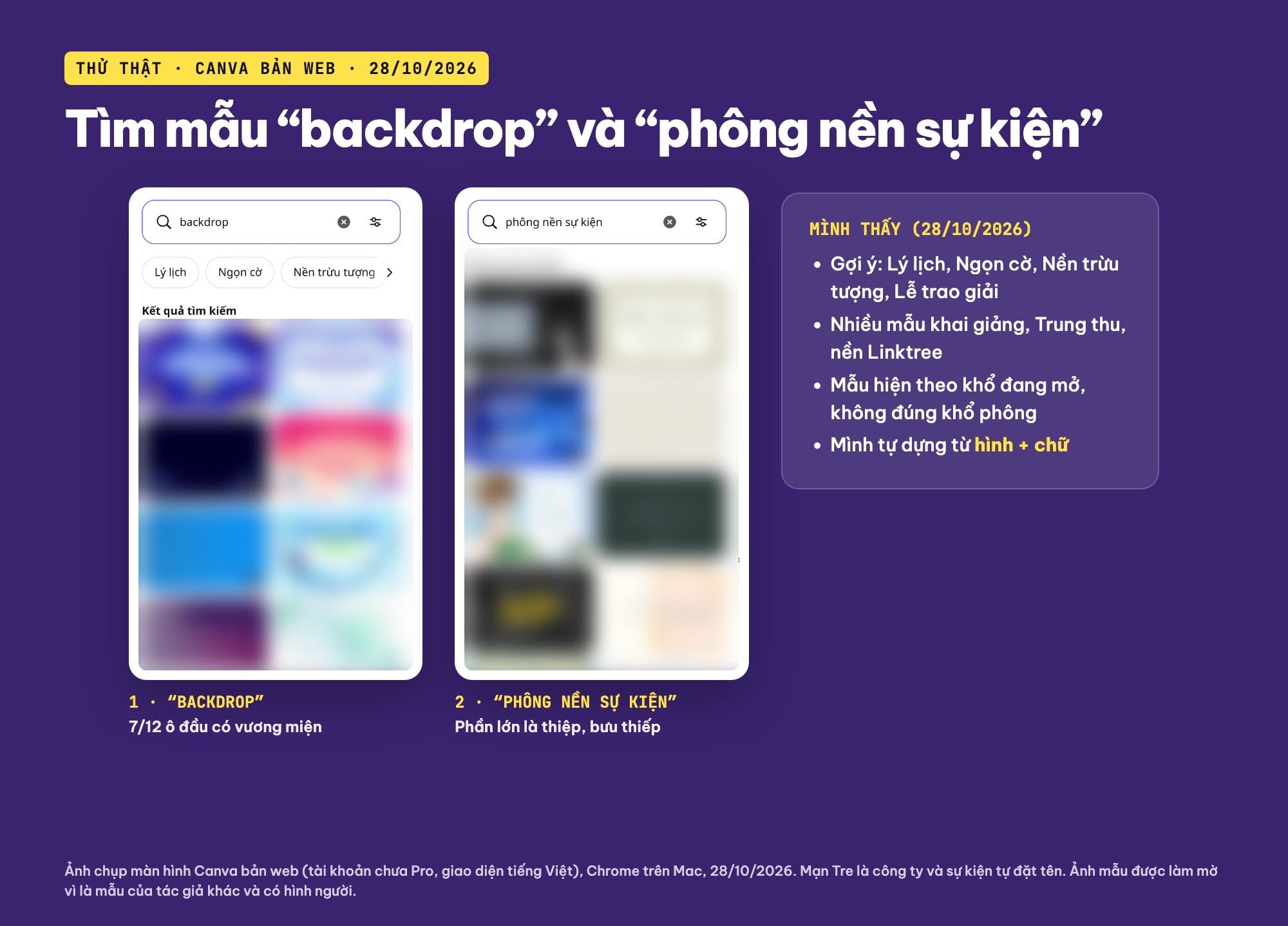 Tìm mẫu backdrop trên Canva