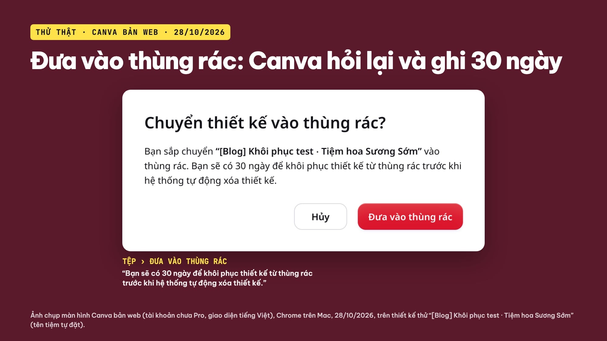 Xoá thiết kế vào thùng rác trên Canva