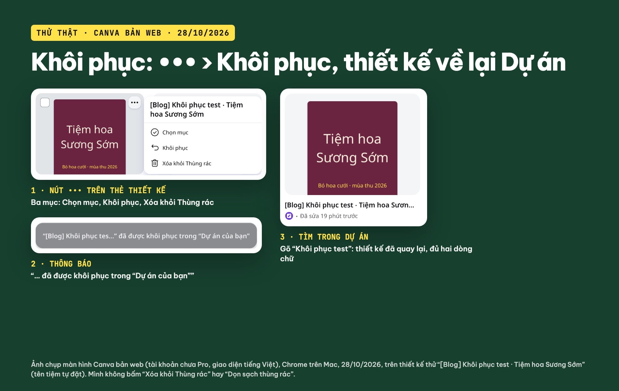 Khôi phục thiết kế đã xoá trên Canva