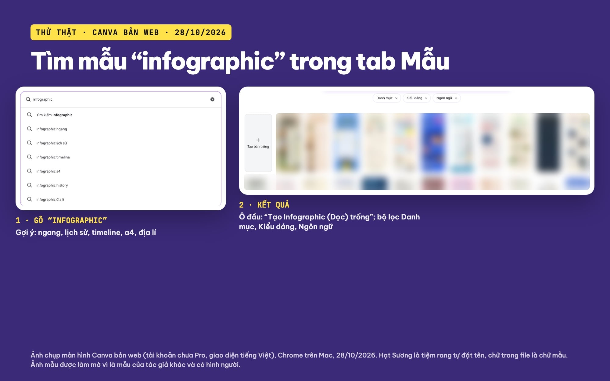 Tìm mẫu infographic trên Canva