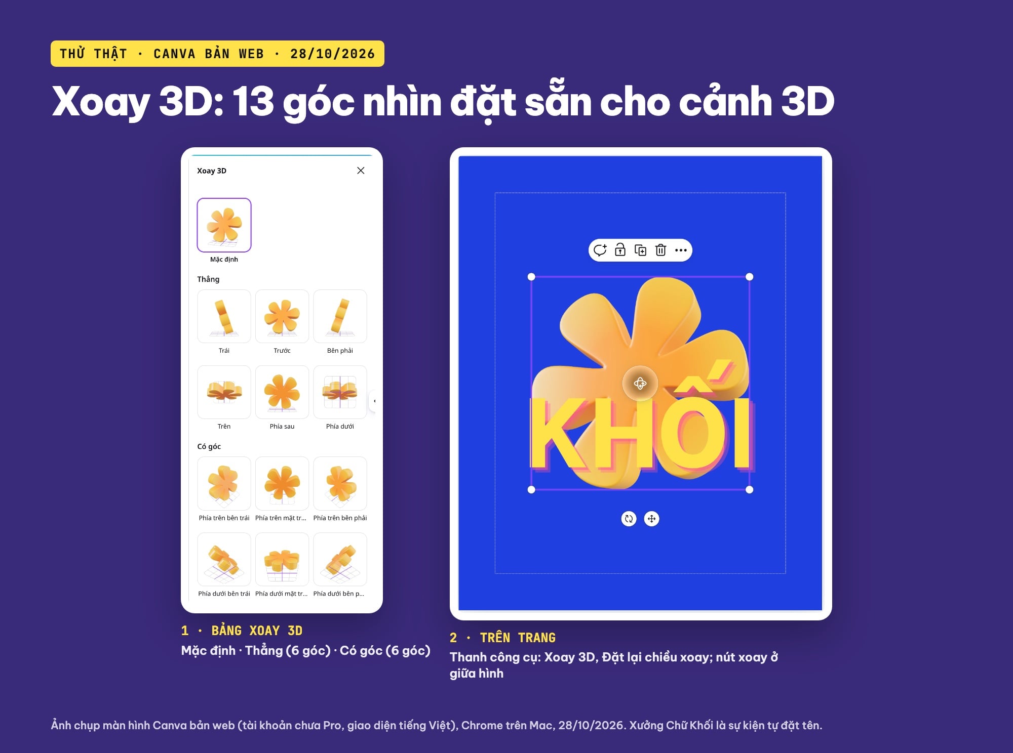Xoay 3D hình trên Canva