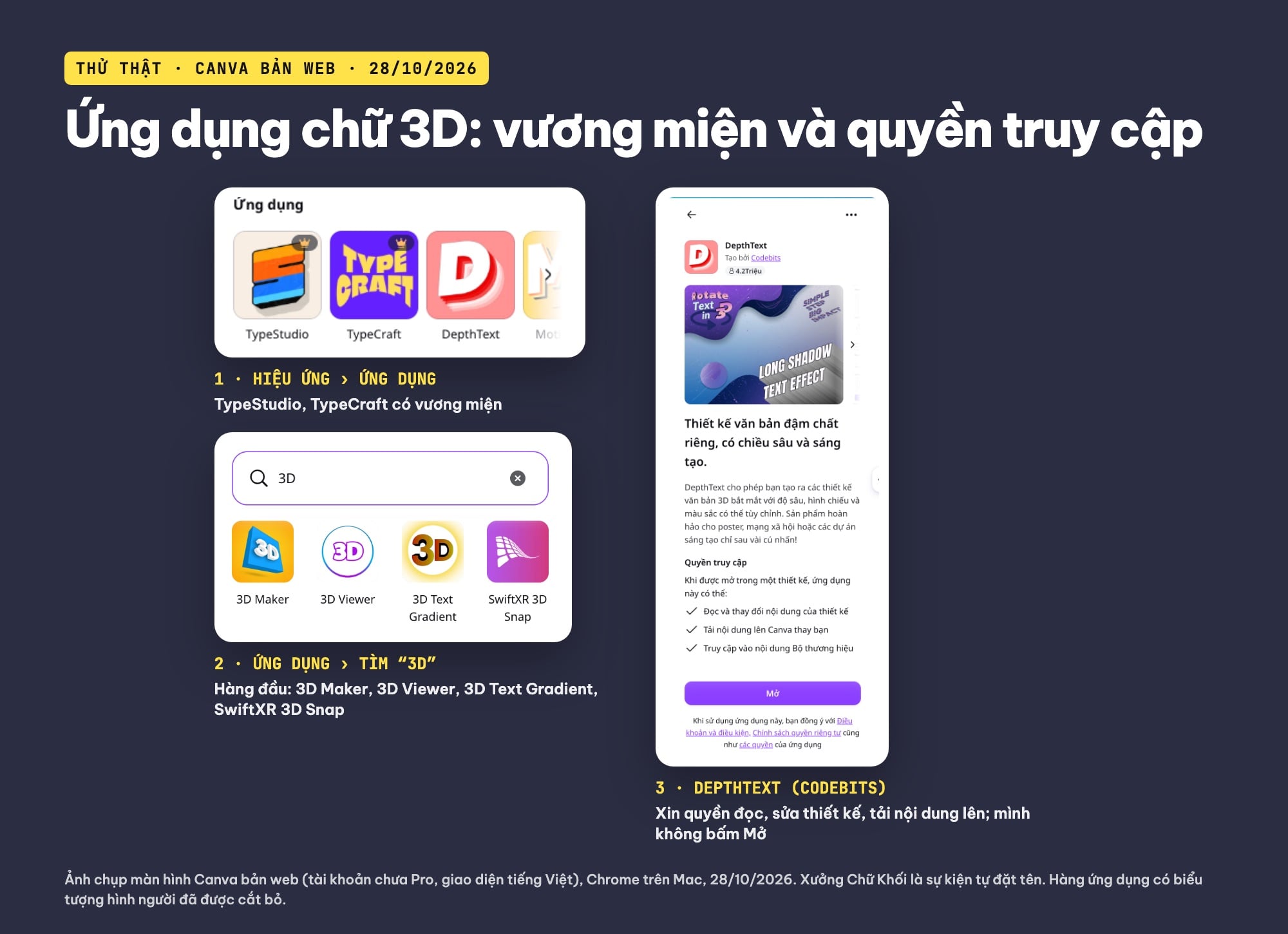 Ứng dụng làm chữ 3D trong Canva