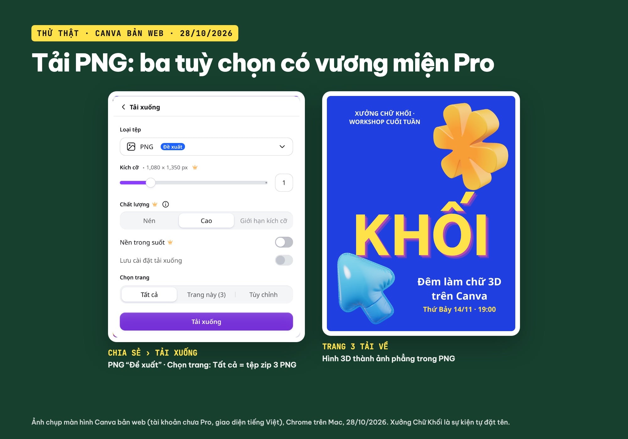 Tải poster chữ 3D từ Canva dạng PNG