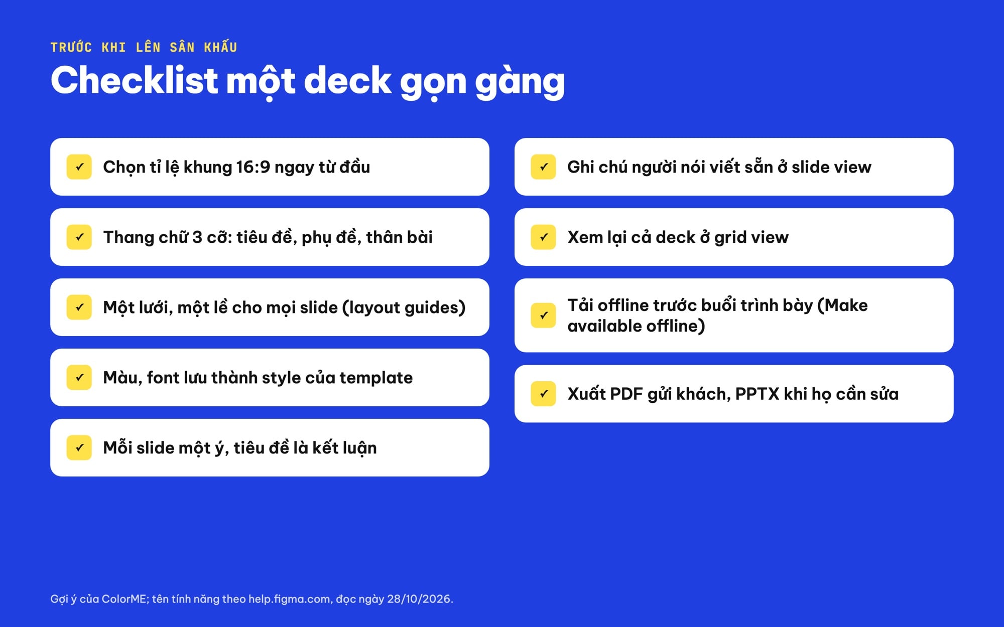 Checklist làm slide thuyết trình bằng Figma Slides