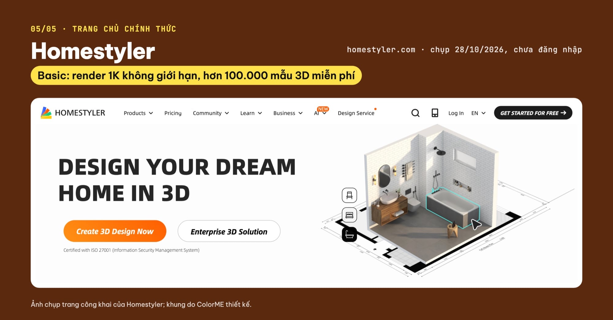 Homestyler thiết kế nhà 3D và render online