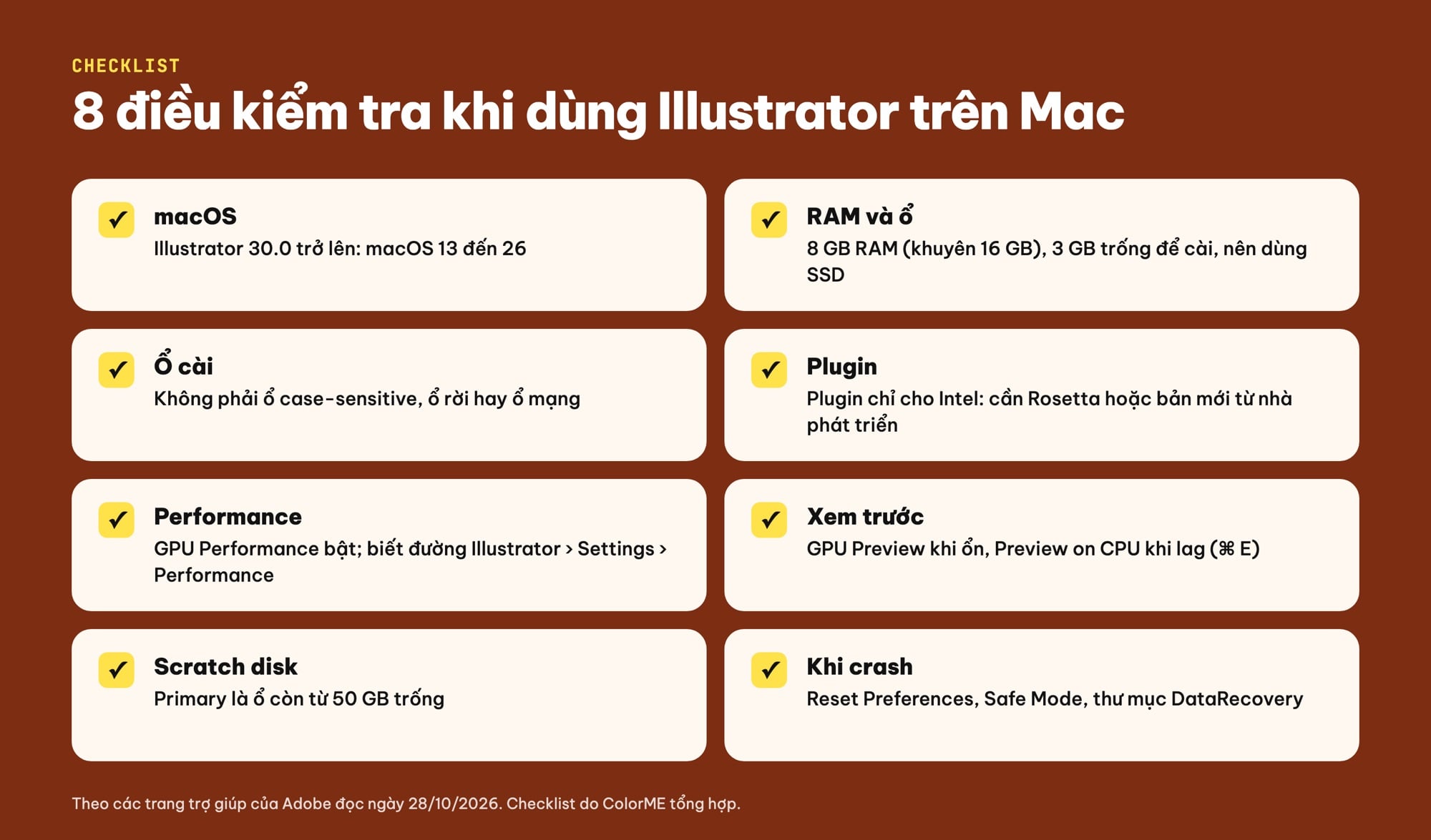 Checklist dùng Illustrator trên MacBook