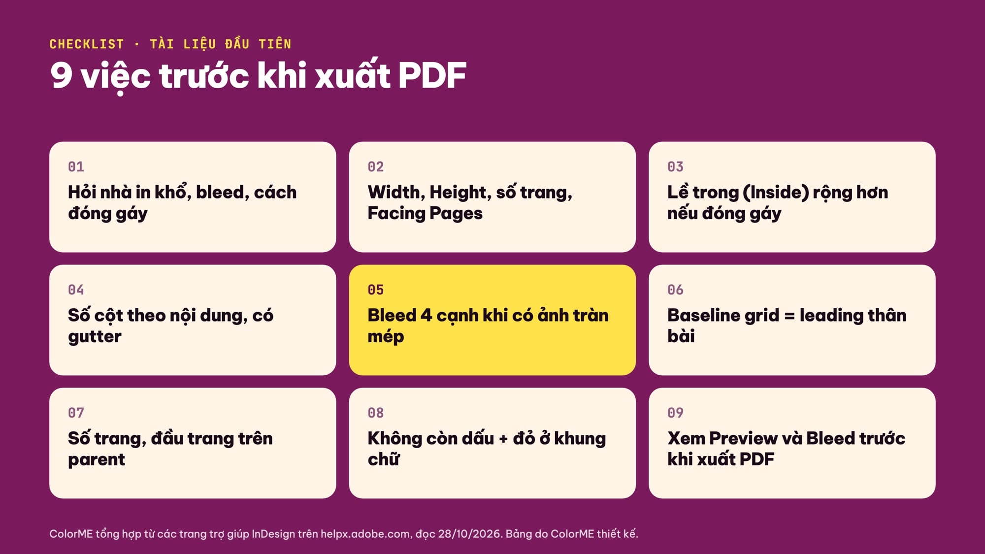 Checklist dàn trang InDesign cho người mới