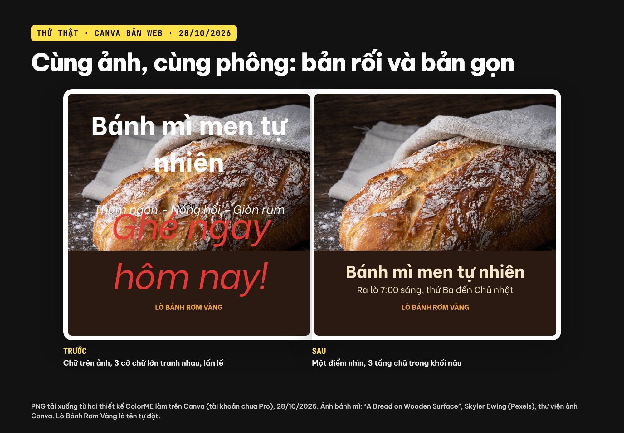 Bài đăng Facebook trước và sau khi sửa bố cục