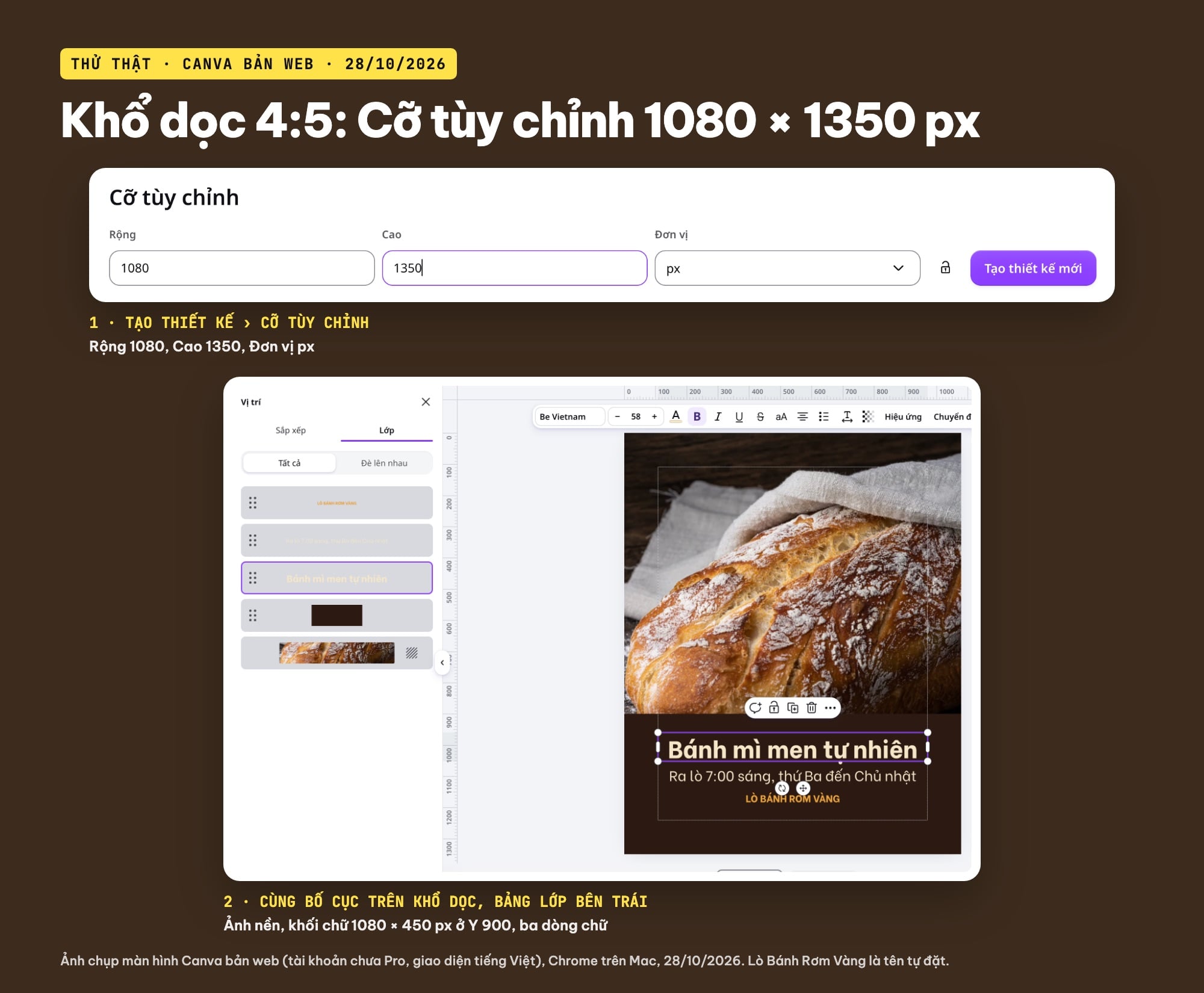 Thiết kế bài đăng Facebook dọc 4:5 trên Canva