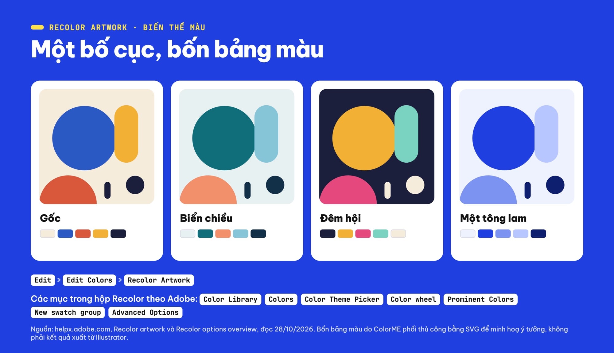 Recolor Artwork Illustrator: một bố cục bốn bảng màu