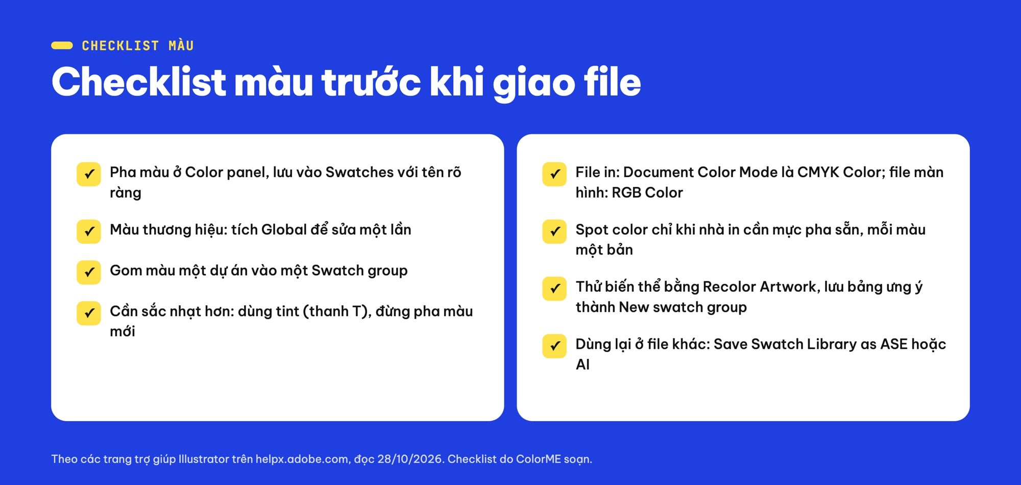 Checklist màu trong Illustrator trước khi giao file