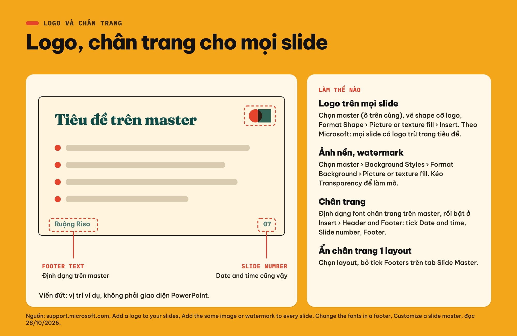 Thêm logo và chân trang cho mọi slide PowerPoint