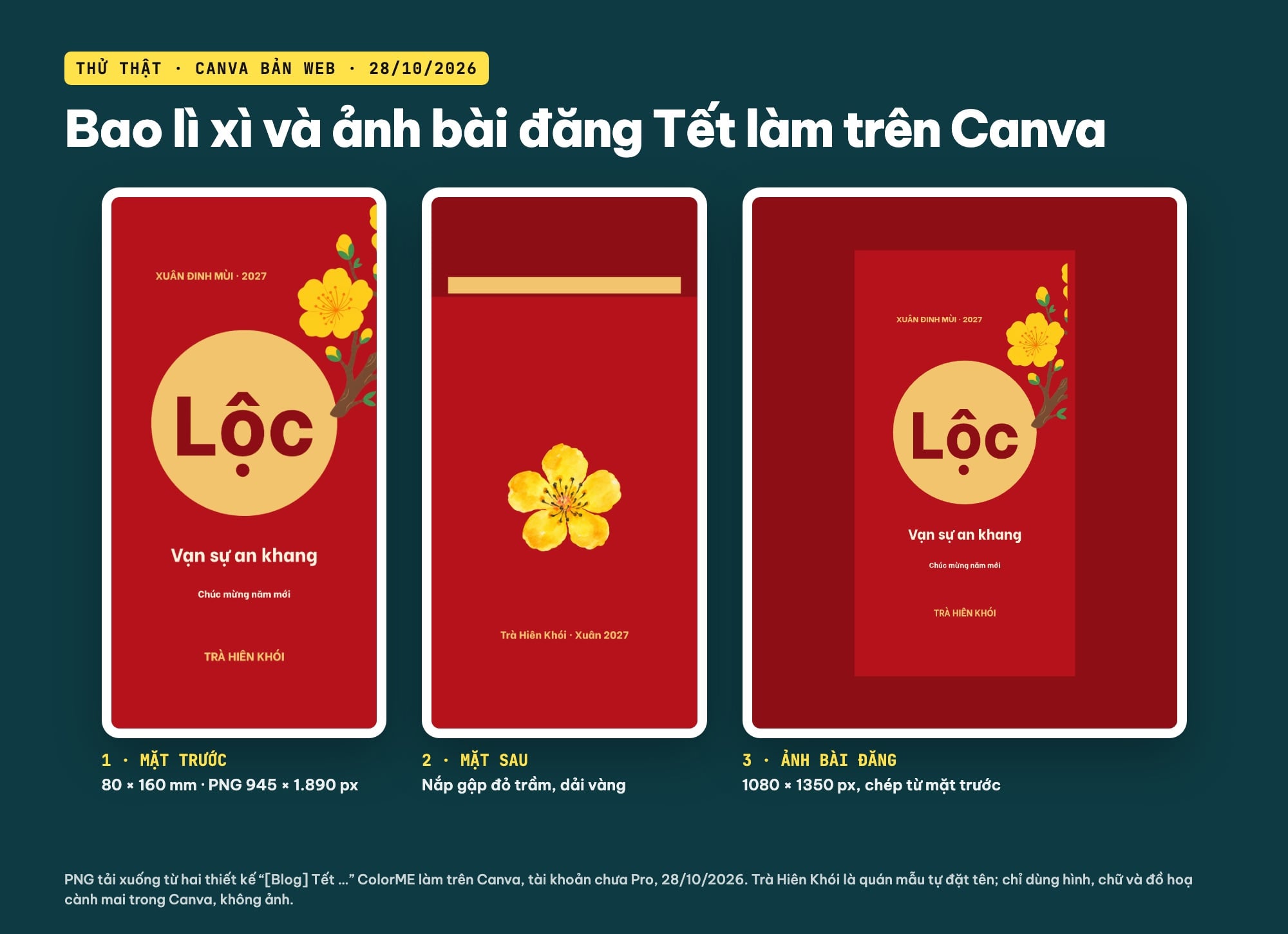 Thiết kế bao lì xì và ảnh bài đăng Tết trên Canva