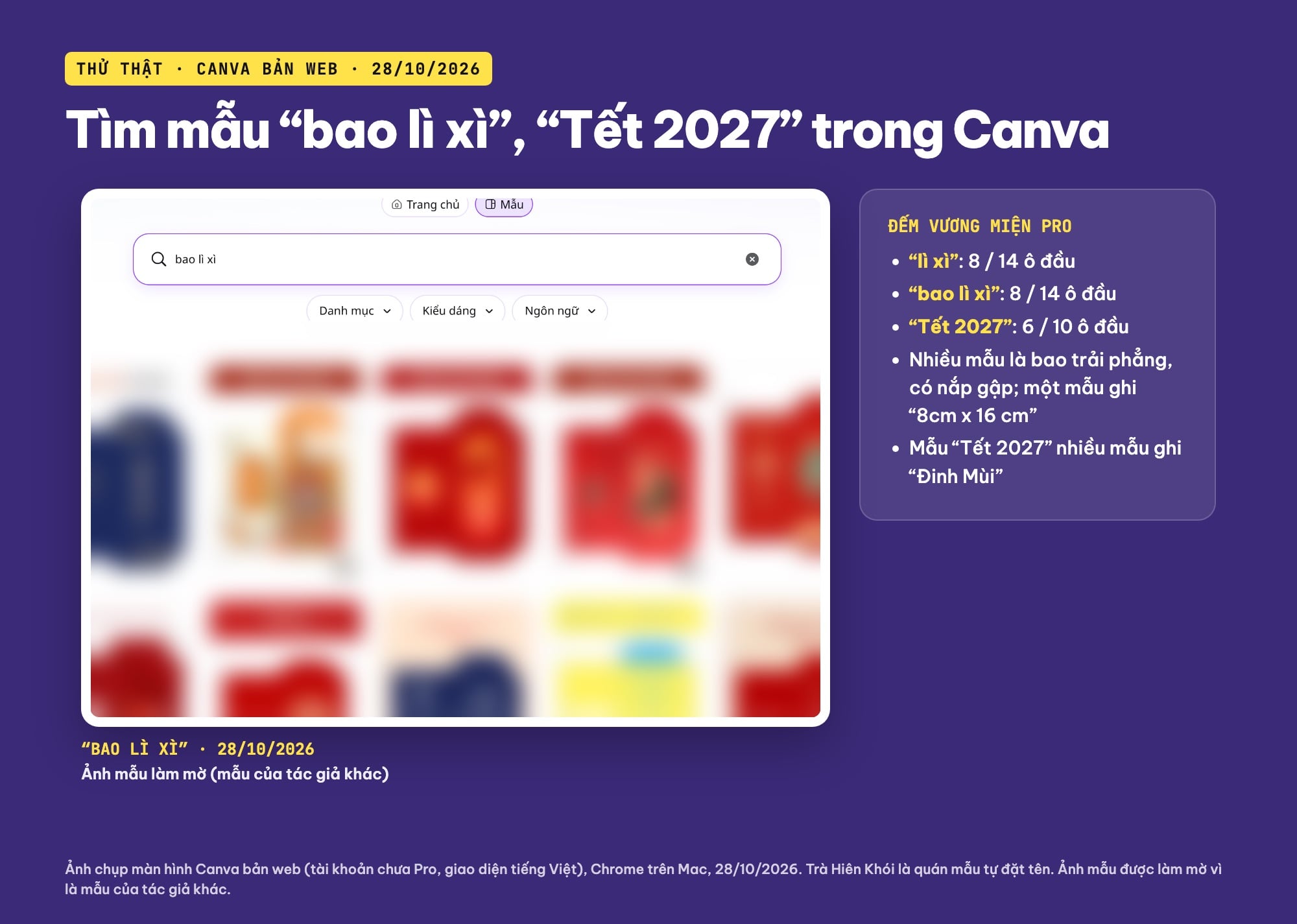 Tìm mẫu bao lì xì trên Canva