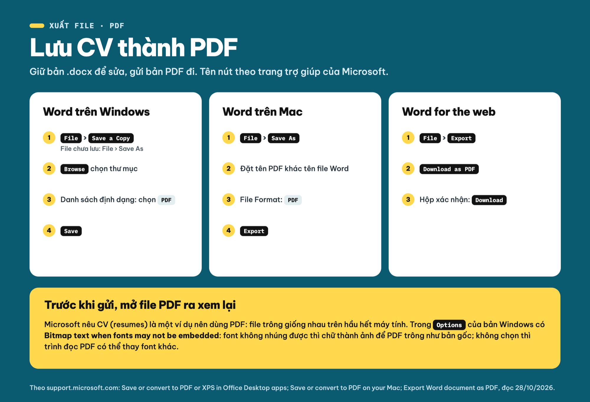 Cách lưu CV Word thành PDF