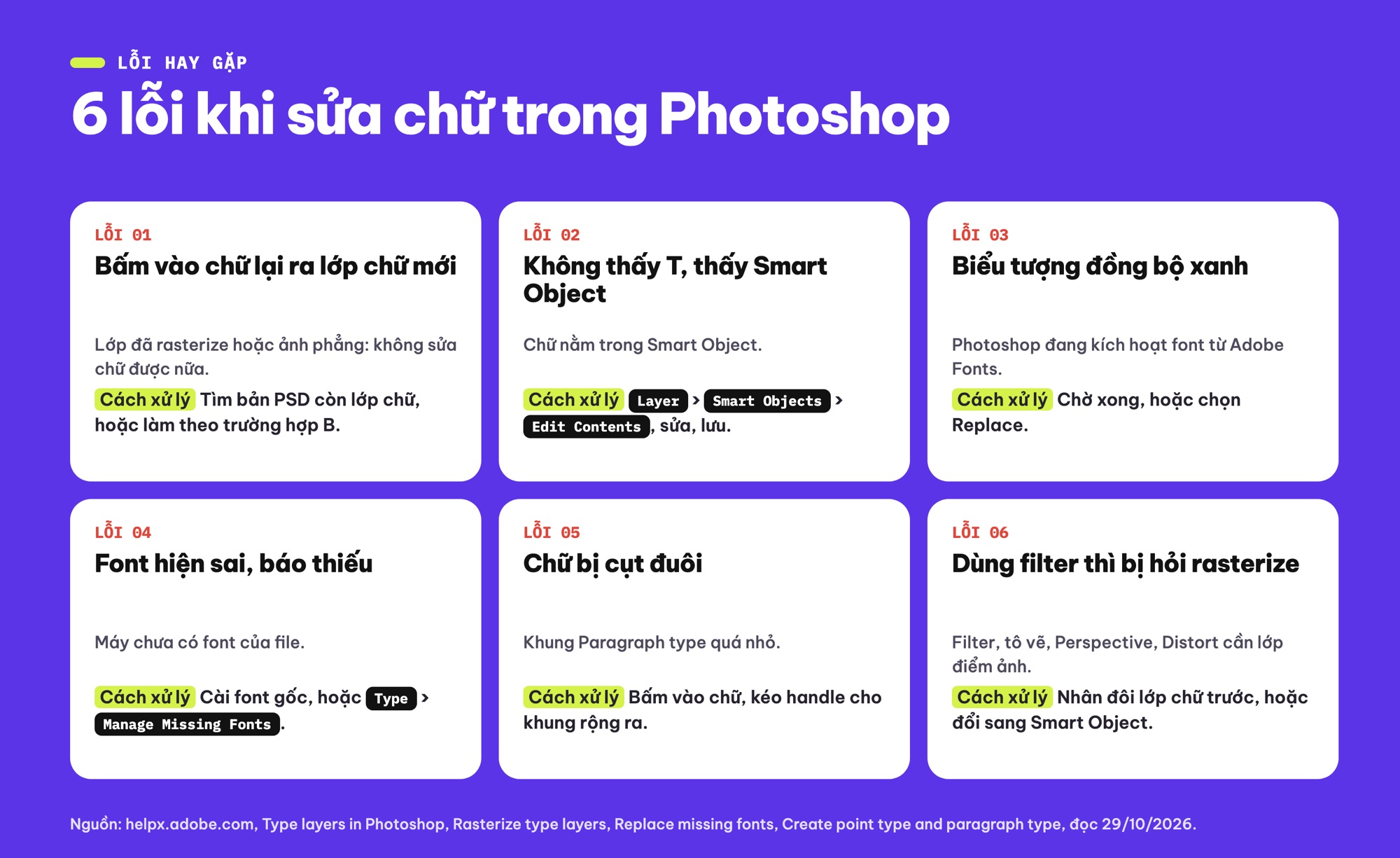 Lỗi thường gặp khi sửa chữ trong Photoshop