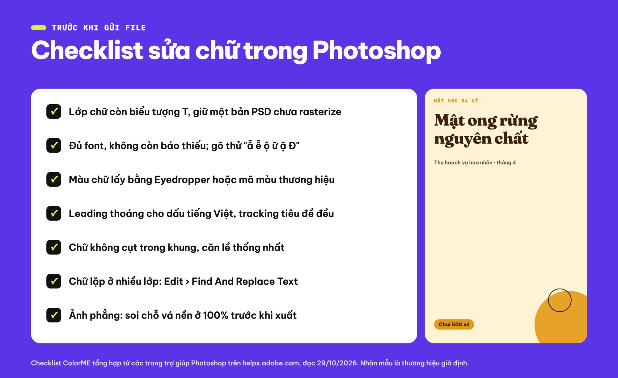 Checklist sửa chữ trong Photoshop