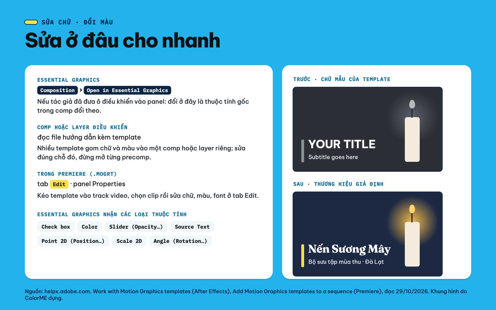 Sửa chữ và đổi màu template After Effects