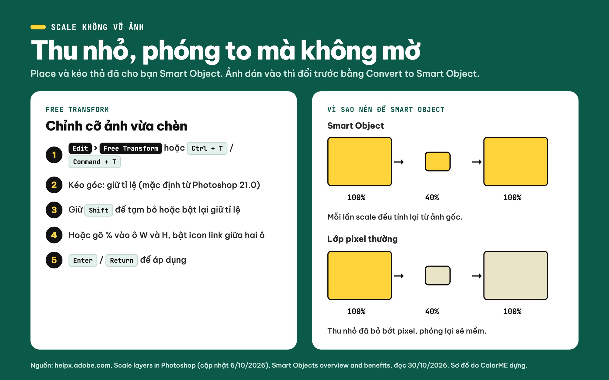 Scale ảnh trong Photoshop không bị vỡ với Smart Object và Free Transform