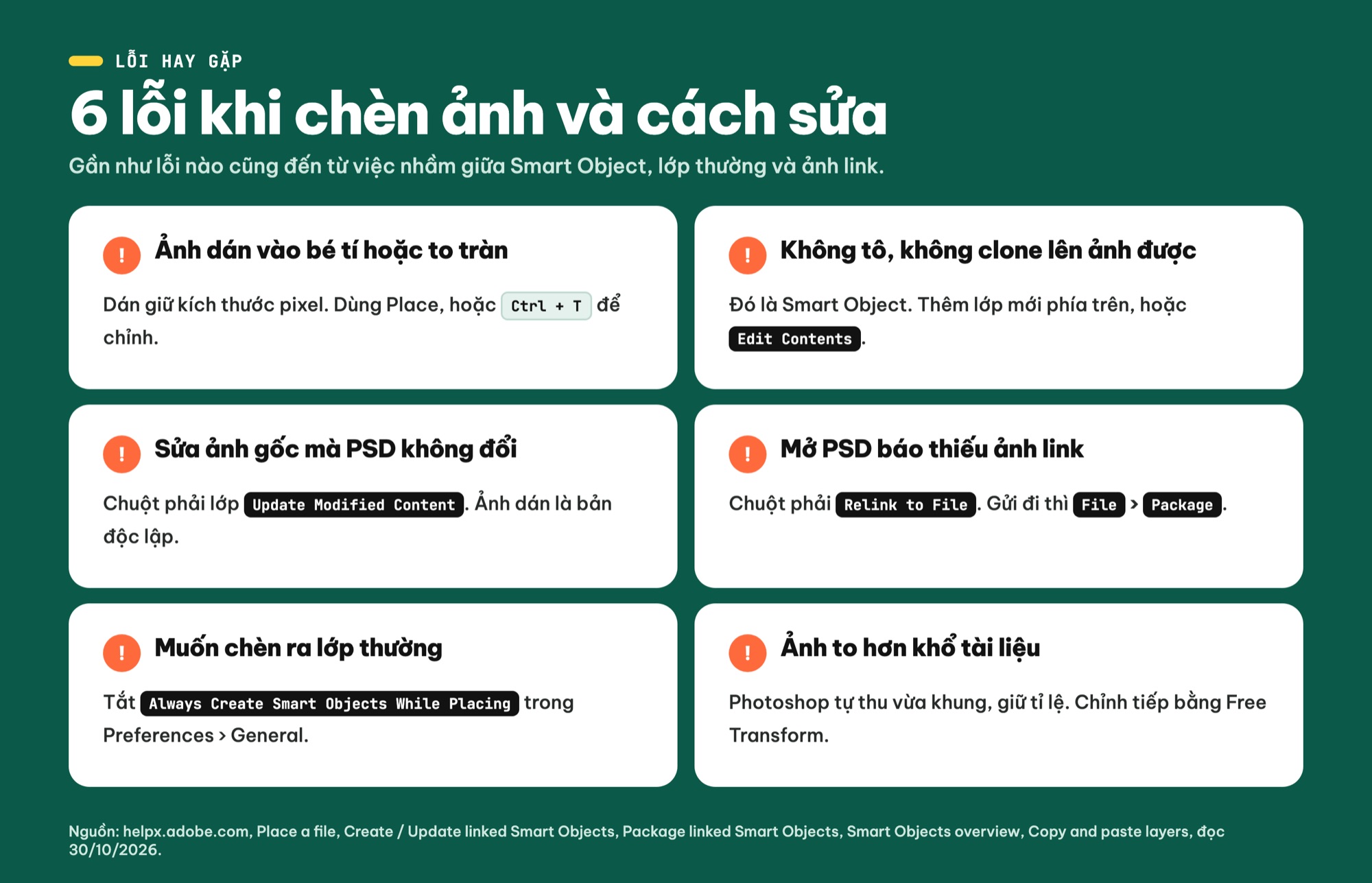 Lỗi khi chèn ảnh vào Photoshop và cách sửa