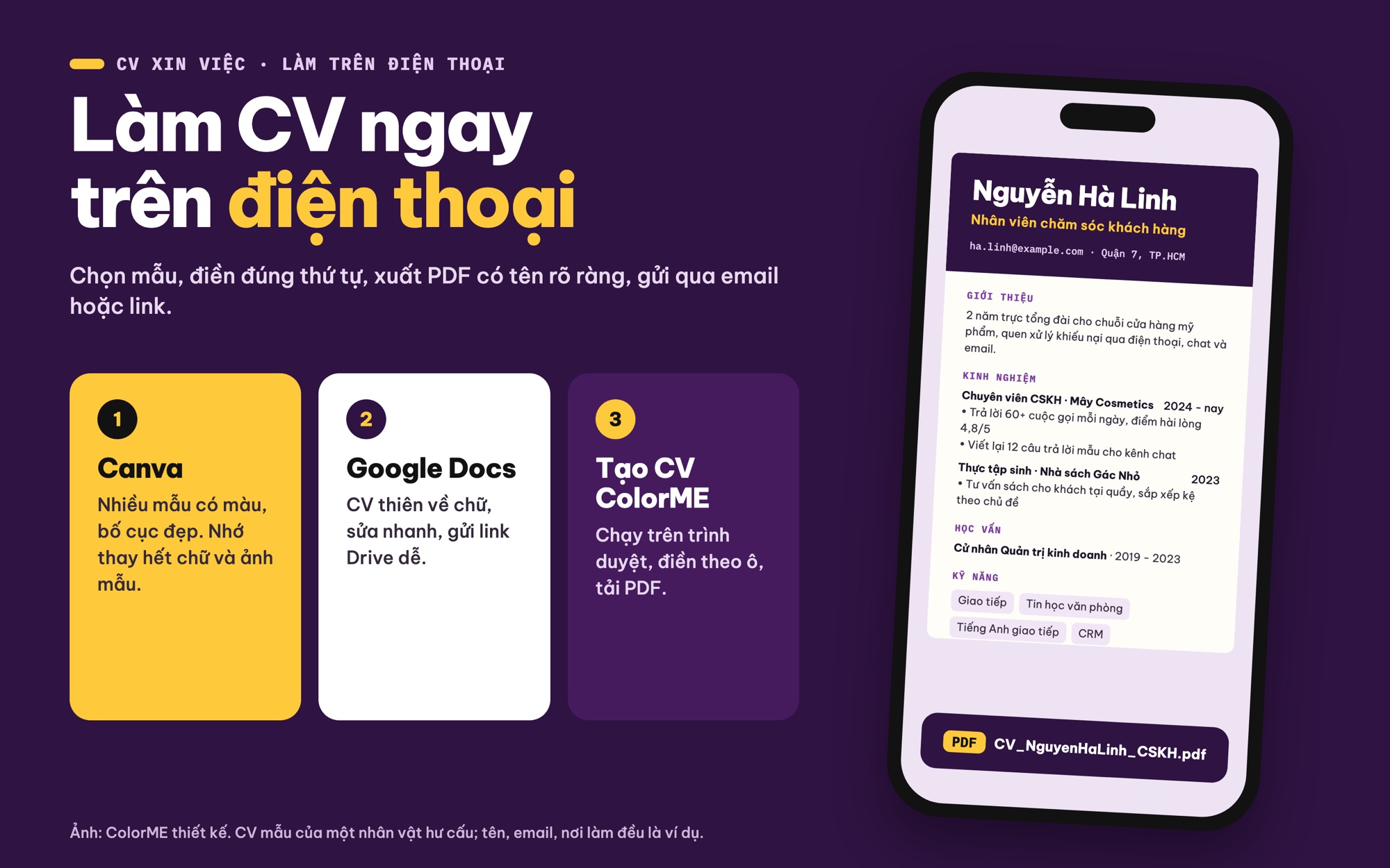 Cách làm CV xin việc trên điện thoại bằng Canva, Google Docs