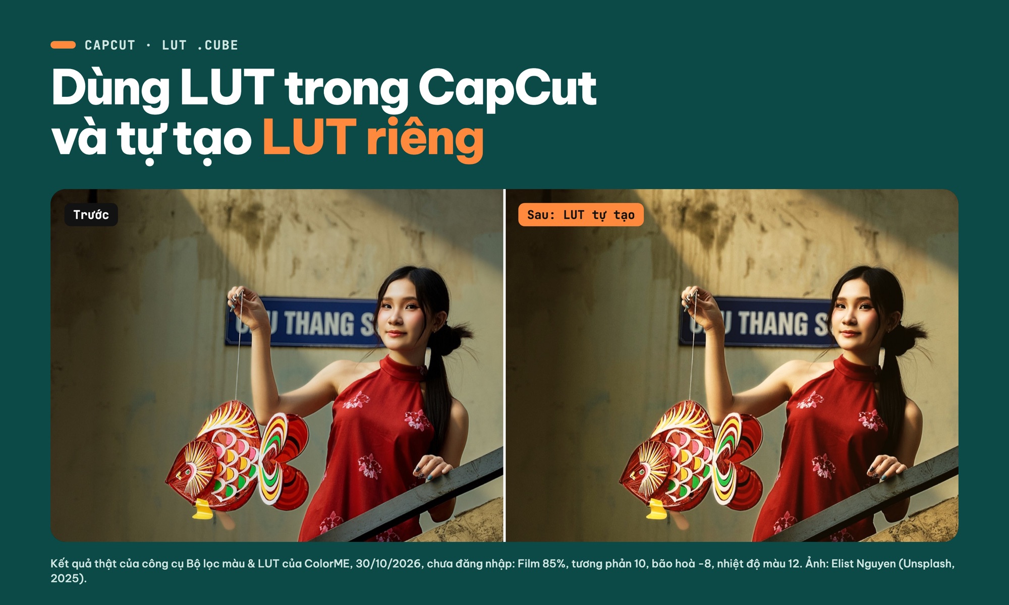 Trước và sau khi áp LUT màu tự tạo