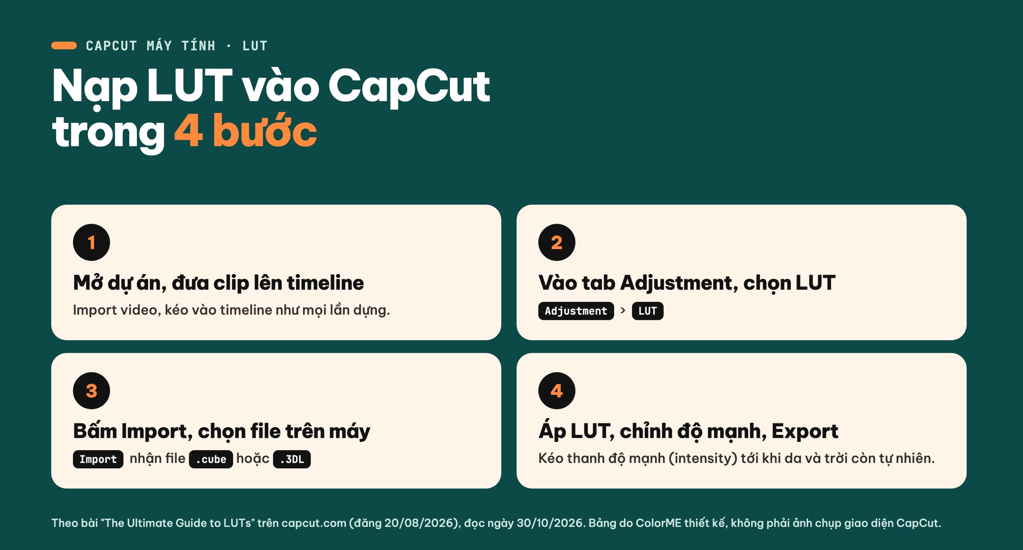 Các bước nạp LUT .cube vào CapCut