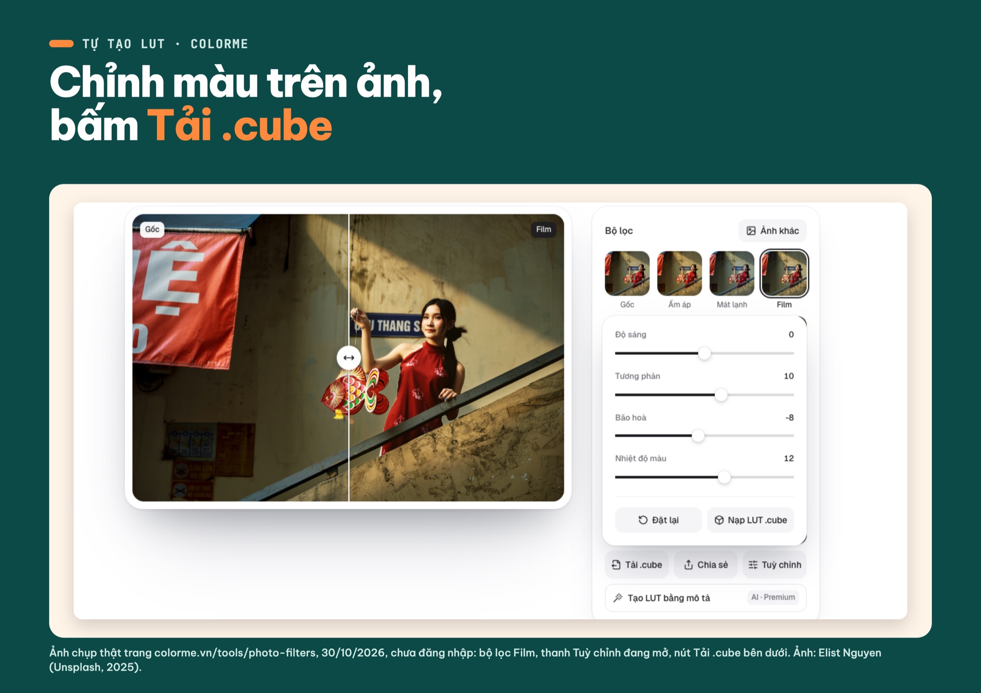 Tự tạo LUT riêng bằng công cụ chỉnh màu ColorME