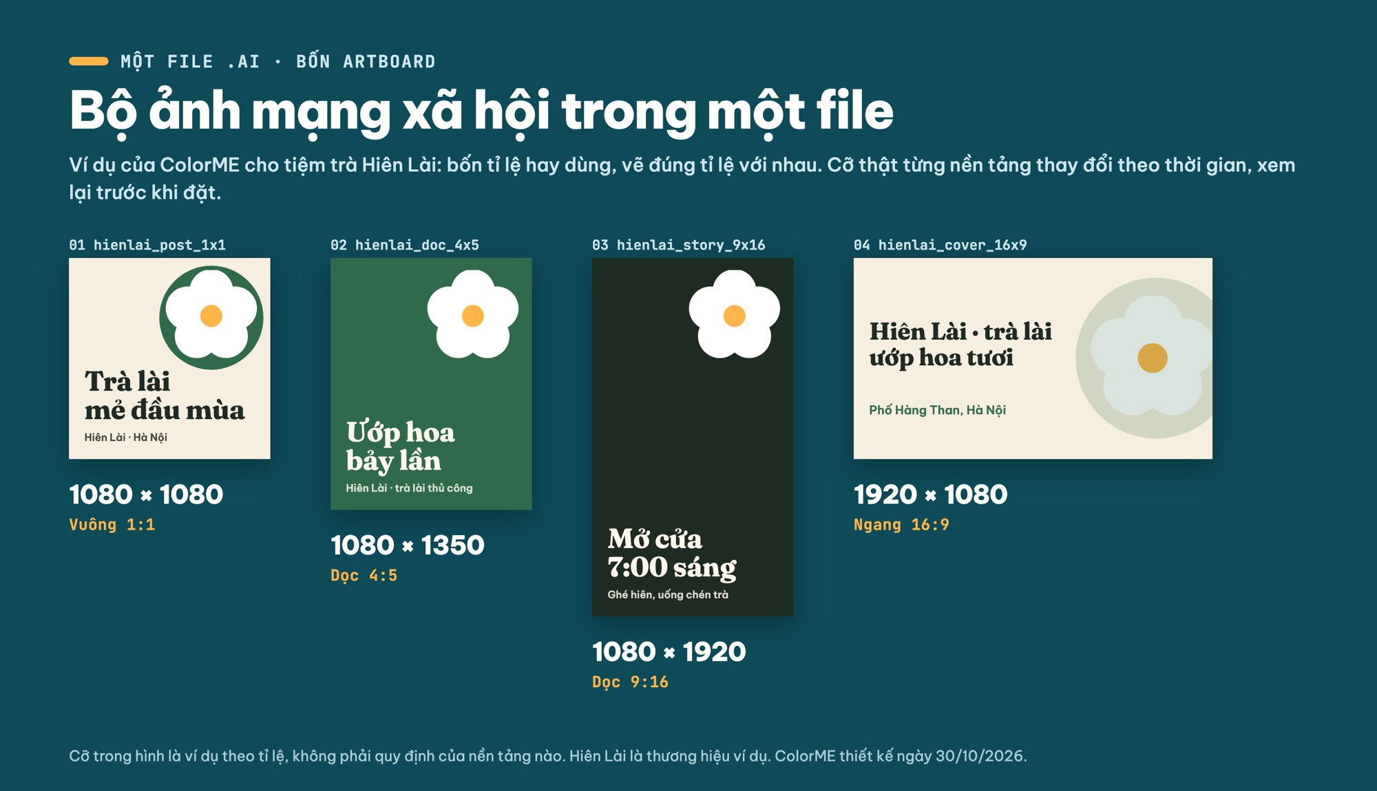 Bộ artboard nhiều cỡ cho mạng xã hội trong Illustrator