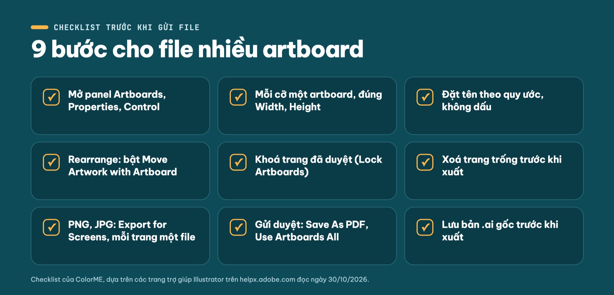 Checklist file nhiều artboard Illustrator