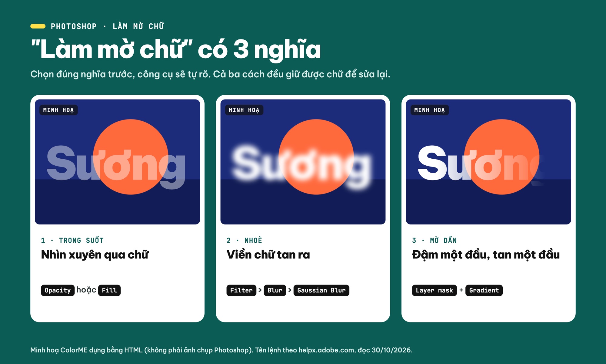 Ba cách làm mờ chữ trong Photoshop: trong suốt, nhoè, mờ dần