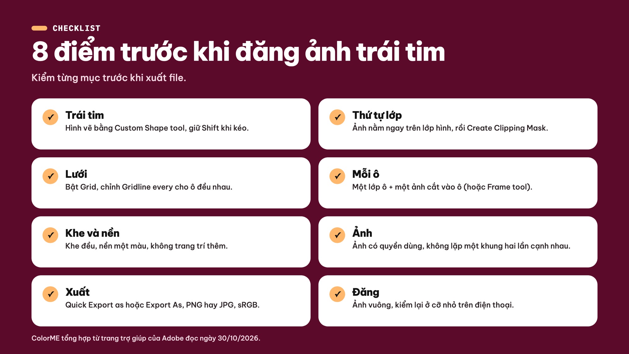 Checklist ghép nhiều ảnh thành hình trái tim trong Photoshop