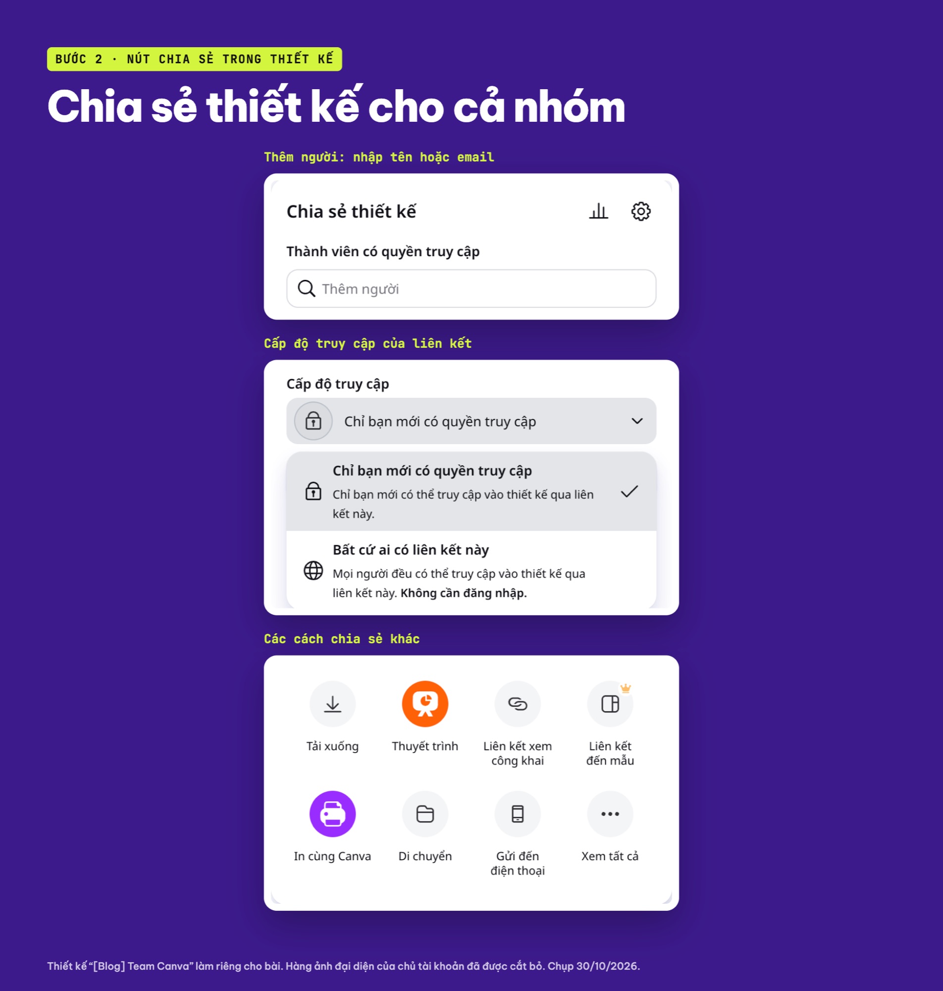 Chia sẻ thiết kế Canva cho cả nhóm