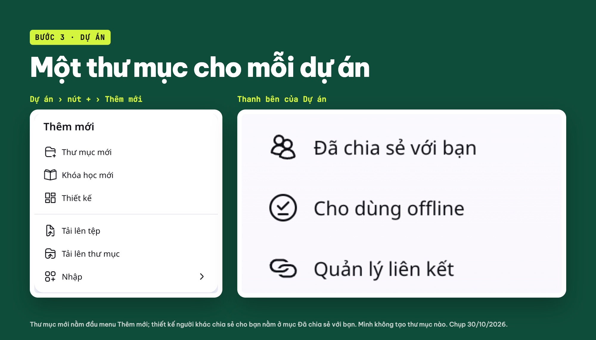 Tạo thư mục dự án và mục Đã chia sẻ với bạn trên Canva