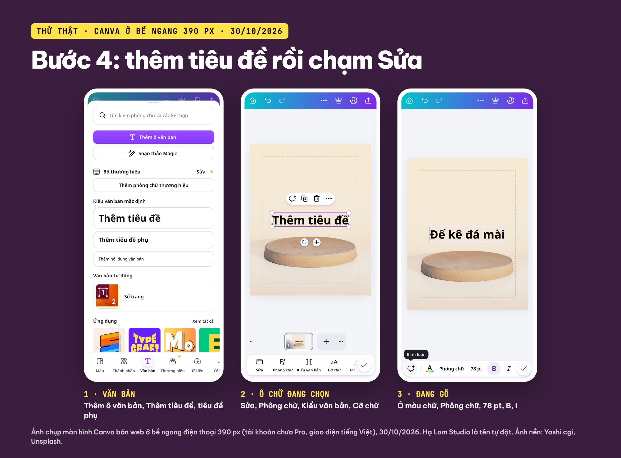 Thêm chữ trên Canva điện thoại