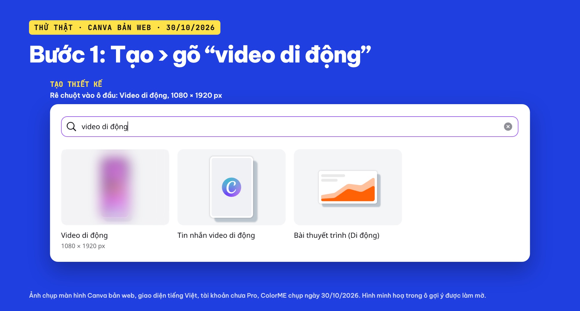 Tạo thiết kế Video di động 1080 x 1920 px trên Canva