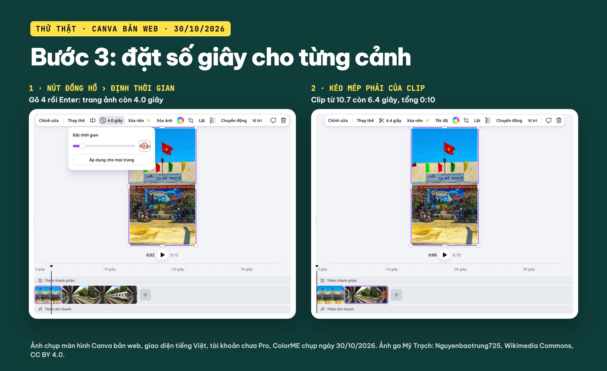 Đặt thời lượng từng trang trong video Canva