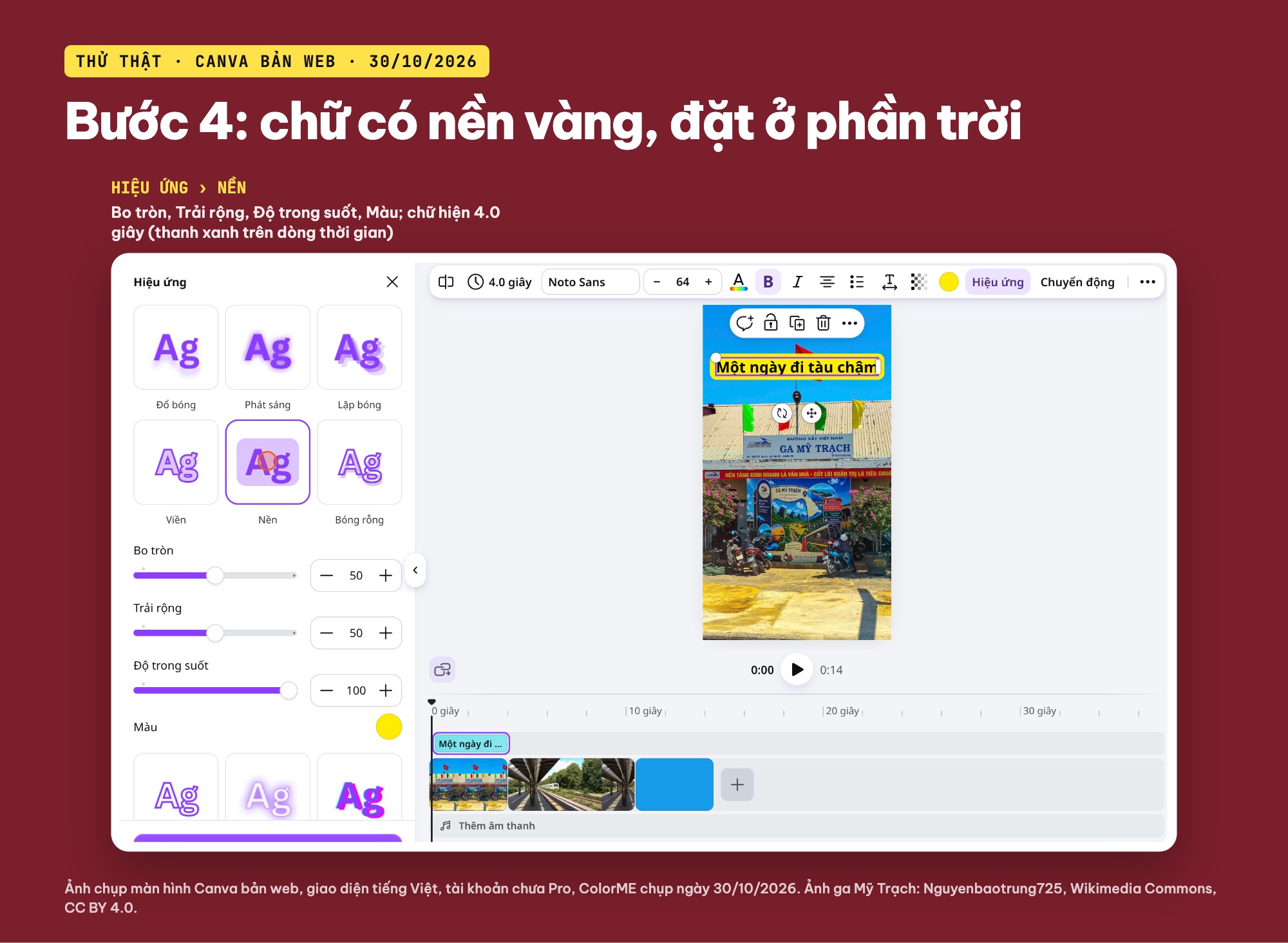Thêm chữ có nền màu cho video TikTok trên Canva