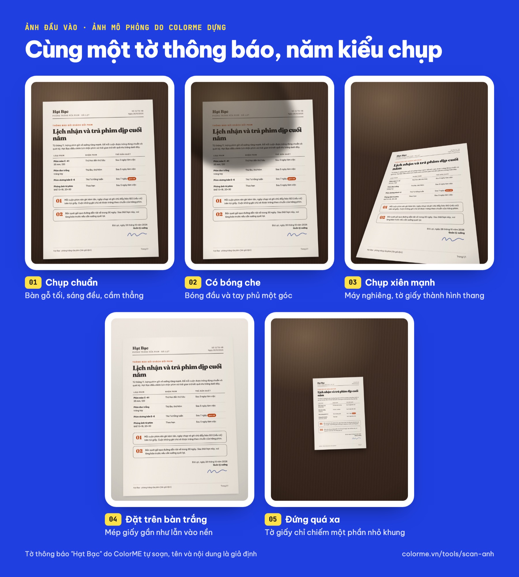 Cách chụp để scan ảnh bằng điện thoại: chụp chuẩn, có bóng, chụp xiên, nền trắng, đứng xa