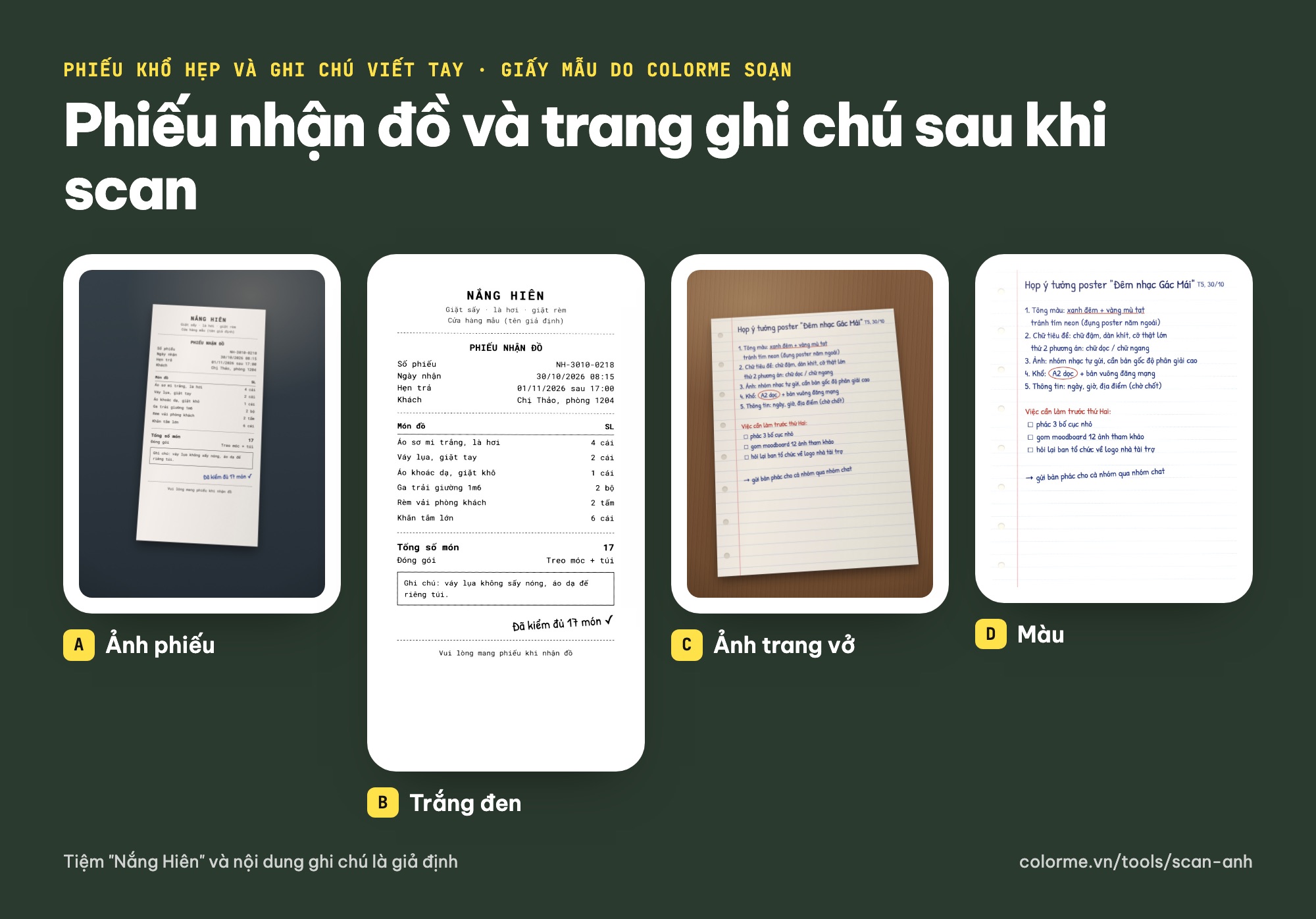 Scan hoá đơn, phiếu và ghi chú viết tay bằng điện thoại thành ảnh nền trắng