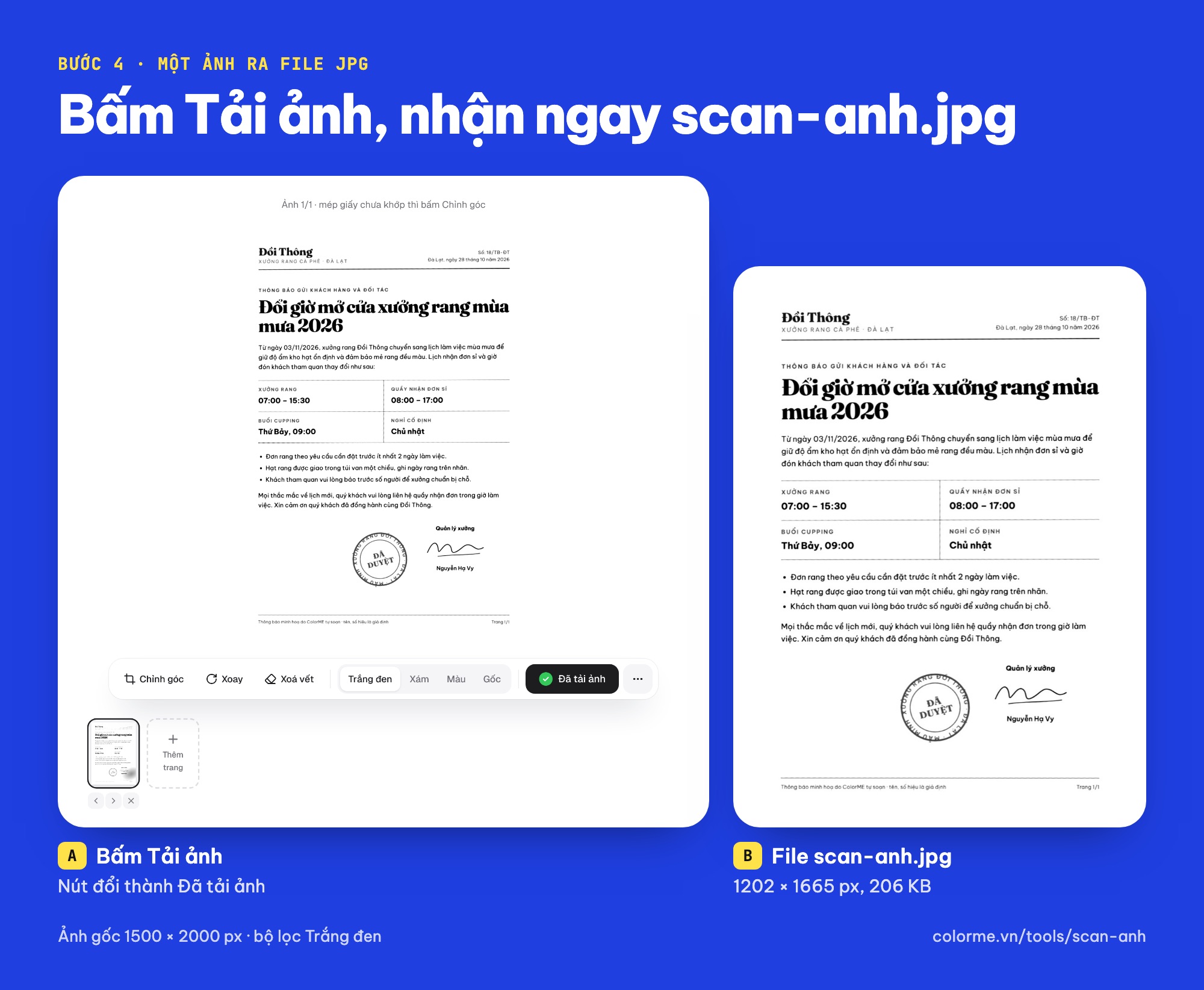 Tải bản scan ảnh online về dạng file JPG