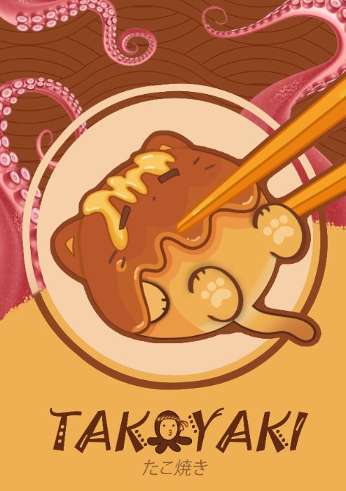 Mèo và Takoyaki