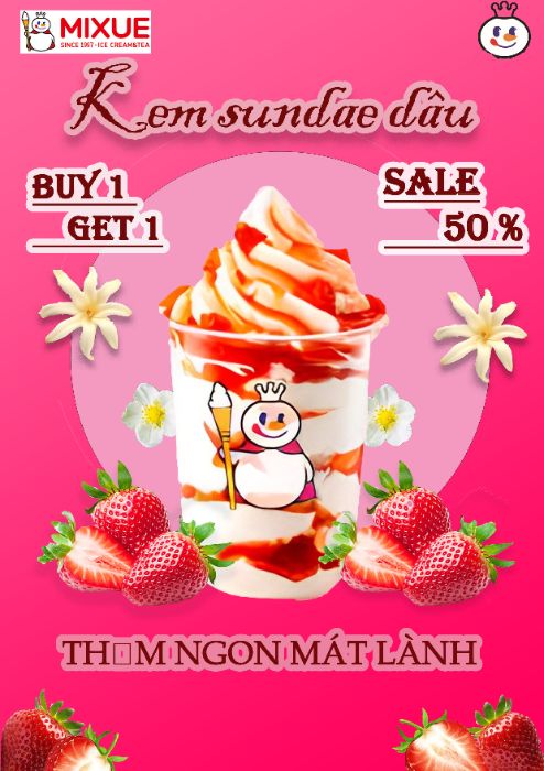 Strawberry ice cream Mixue