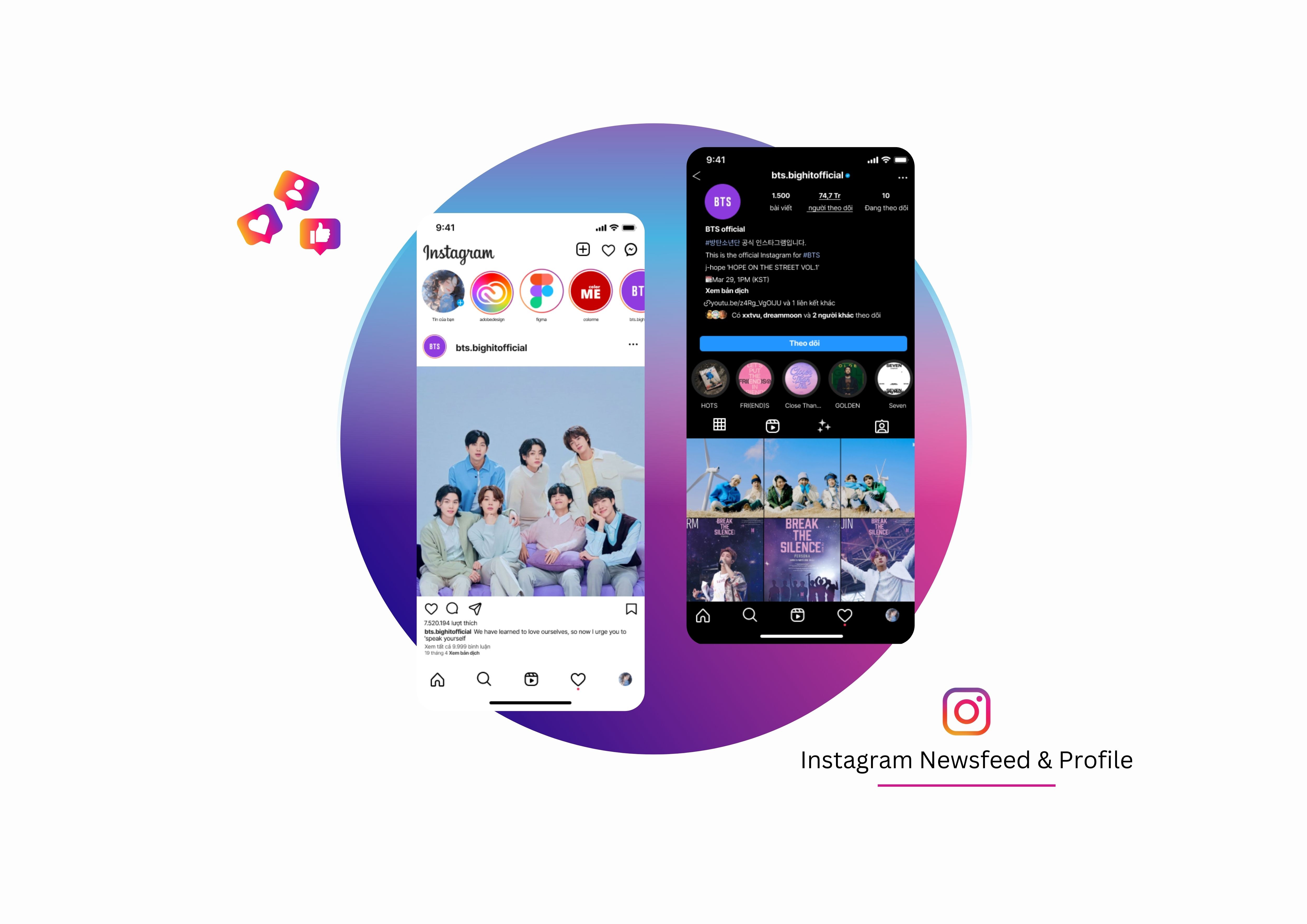 01 Instagram Newsfeed & Profile UI _ BTS