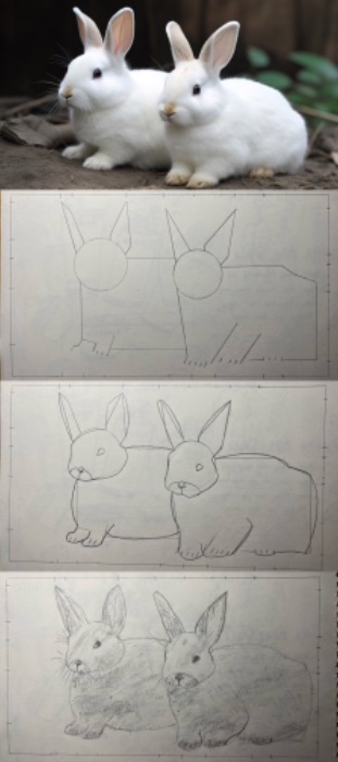 Sketch Con thỏ dựa vào hình dáng cơ bản