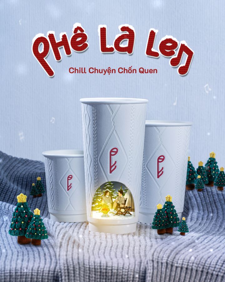 Thiết kế bao bì mùa Giáng Sinh 2024 của Phê La: Ly Phê La Len