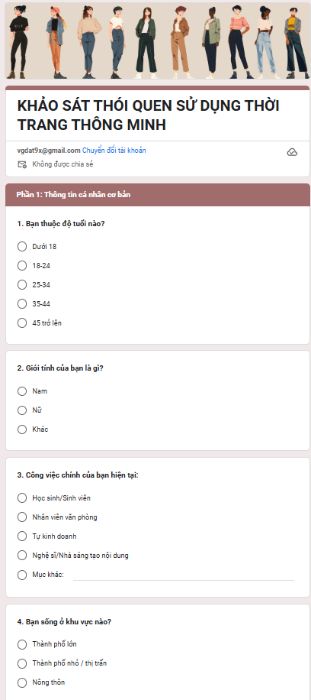 KHẢO SÁT THÓI QUEN SỬ DỤNG THỜI TRANG THÔNG MINH