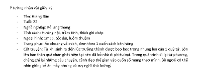 Ý tưởng nhân vật